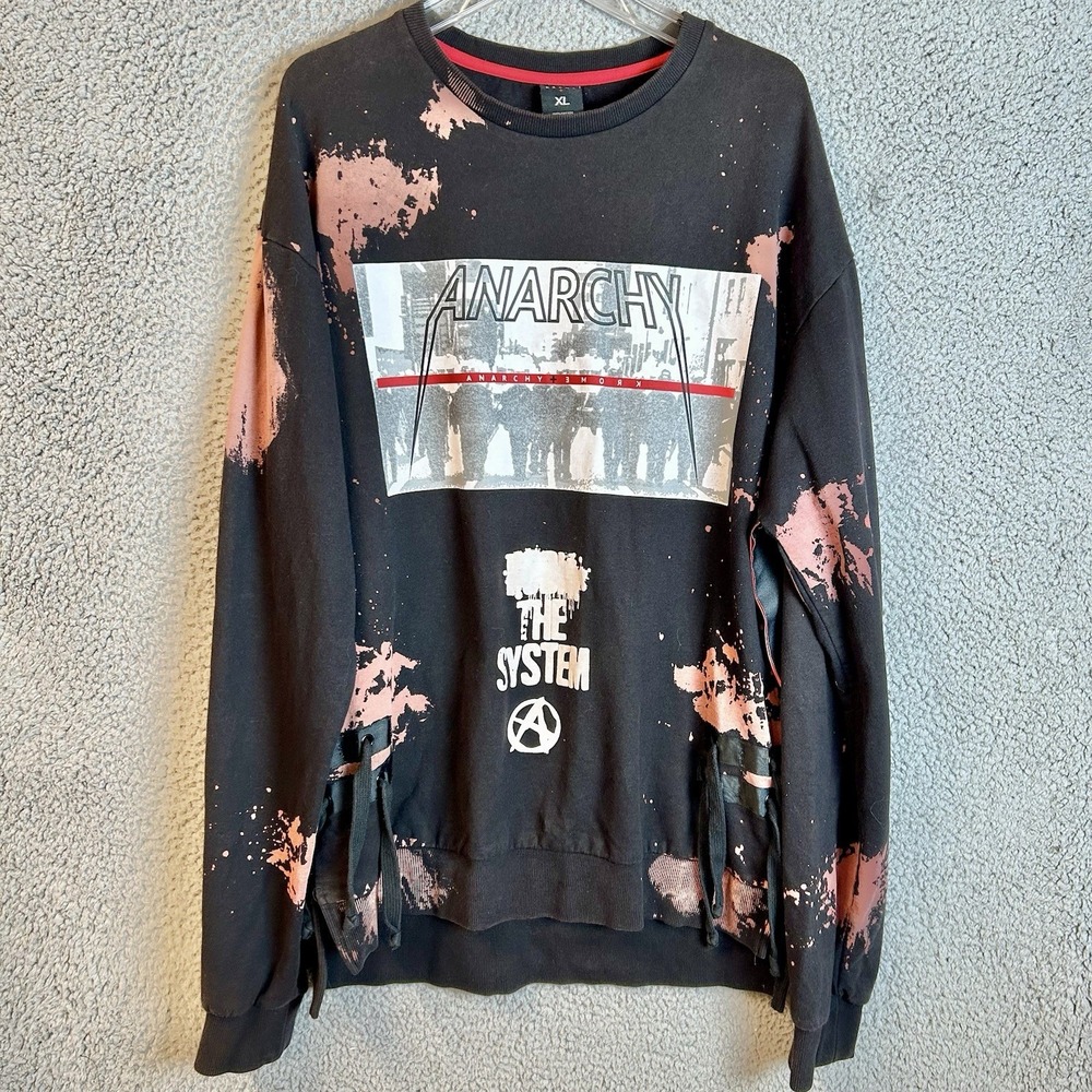 KROME BLACK Anarchy Soldier Sweatshirts Men's Size XL F The System Double Sided